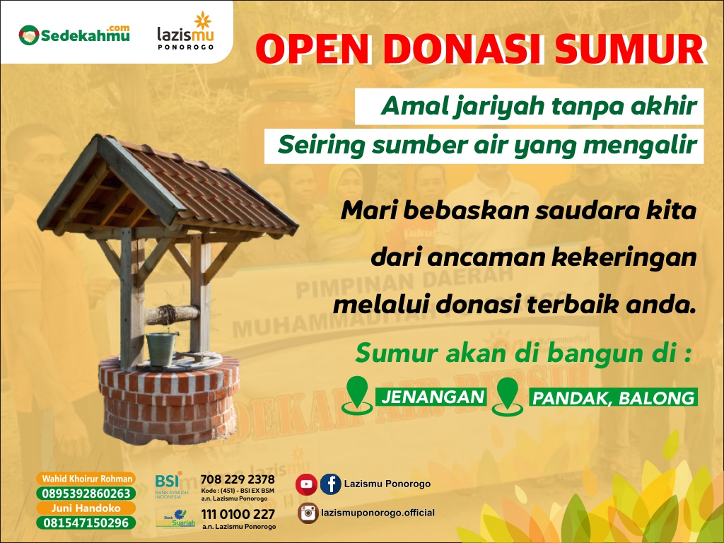 DONASI PEMBUATAN SUMUR PENANGKAL KEKERINGAN 